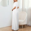 Custom Individualized Round Neck Pleated Waist Pockets Maxi Dress
