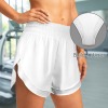 Custom Individualized High Waist Double Layer Side Slit Sports Shorts