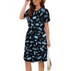 Round-Neck Drawstring Waist Pocket Dress