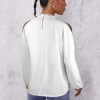 Custom Specialized Lotus Leaf Round Neck Long Sleeve Pleated Off Shoulder Blouse