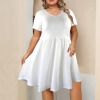 Custom Personalized Short Sleeve Pocket Elastic Waist Causal Dress