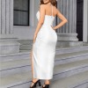 Custom Personalized Halter Drawstring Split Slimming Dress