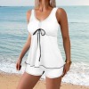 All-Over Print Women's Vest Skirt Split Swimsuit