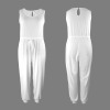 Custom Individualized Sleeveless Drawstring Elastic Waist Pocket Jumpsuit