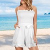 Custom Personalized Spaghetti Strap Ruffle Hem Belt Pockets Romper
