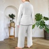 Custom Personalized Women's Long Sleeve Tie Waist Pocket Flannel Pajama Set