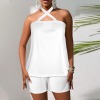 Custom Individualized Halter Neck Backless Top & Shorts Set
