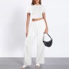 Custom Specialized Crew Neck Short Sleeve Crop Top &  Wide Leg Pants Set