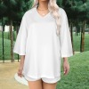 Custom Individualized V-Neck Long Sleeve Blouse & Pocket Shorts Set