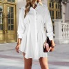 Custom Personalized Women's Pleated Slim Simple Long Sleeve Blouse