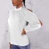 Custom Specialized Lotus Leaf Round Neck Long Sleeve Pleated Off Shoulder Blouse