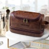 Red Brown PU Toiletry Bag (Two Side Custom)（Made In USA）