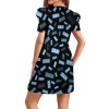 Round-Neck Puff-Sleeve Short-Sleeved Dress