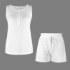 Custom Individualized Button Sleeveless Tank Top & Drawstring Shorts Set