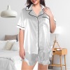 Custom Personalized Women's Lapel Ruffle Hem Short Pocket Pajama Sets