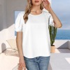 Custom Personalized Round Neck Ruffle Puff Sleeve Blouses