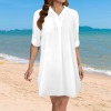All-Over Print Women's  Chiffon V-Neck Sun Protection Shirt Dress Cover Up