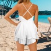 Custom Personalized V-Neck Cross Back Double Layered Ruffle Hem Romper