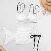 Custom Individualized Women's Drawstring Halterneck 3 Piece Bikini Sets
