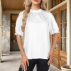 Custom Individualized Women's Ruffle Short Sleeve Frill Trim Blouses