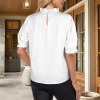 Custom Individualized Women's Ruffle Short Sleeve Frill Trim Blouses