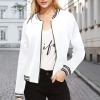 All-Over Print Women's Zip-Up Bomber Jacket with Striped Ribbed Trim
