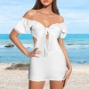 Custom Personalized Off Shoulder Knotted Short Sleeve Romper