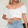Custom Specialized Ruffle Puff Sleeve Tie Back Crop Top