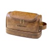 Yellow Brown PU Toiletry Bag (Front Custom)（Made In USA）