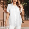 Custom Personalized Women's Short Sleeve Button Pocket Blouse Tops