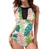 Women's High Neck Plunge Mesh Ruched Swimsuit S43