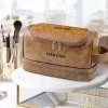 Yellow Brown PU Toiletry Bag (Two Side Custom)（Made In USA）