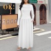 Custom Personalized Long Sleeve Pocket Pleated Maxi Dress